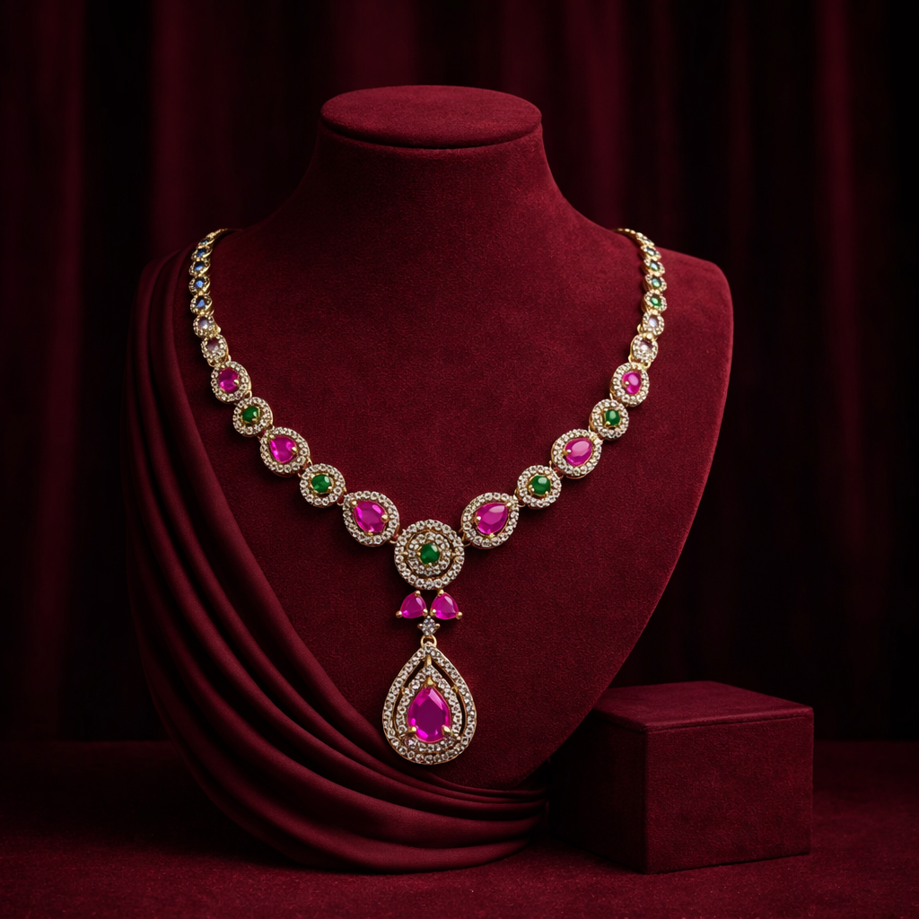 SIMPLE ROYAL PINK DROP AD NECKLACE