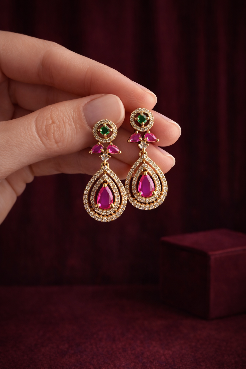 SIMPLE ROYAL PINK DROP AD NECKLACE