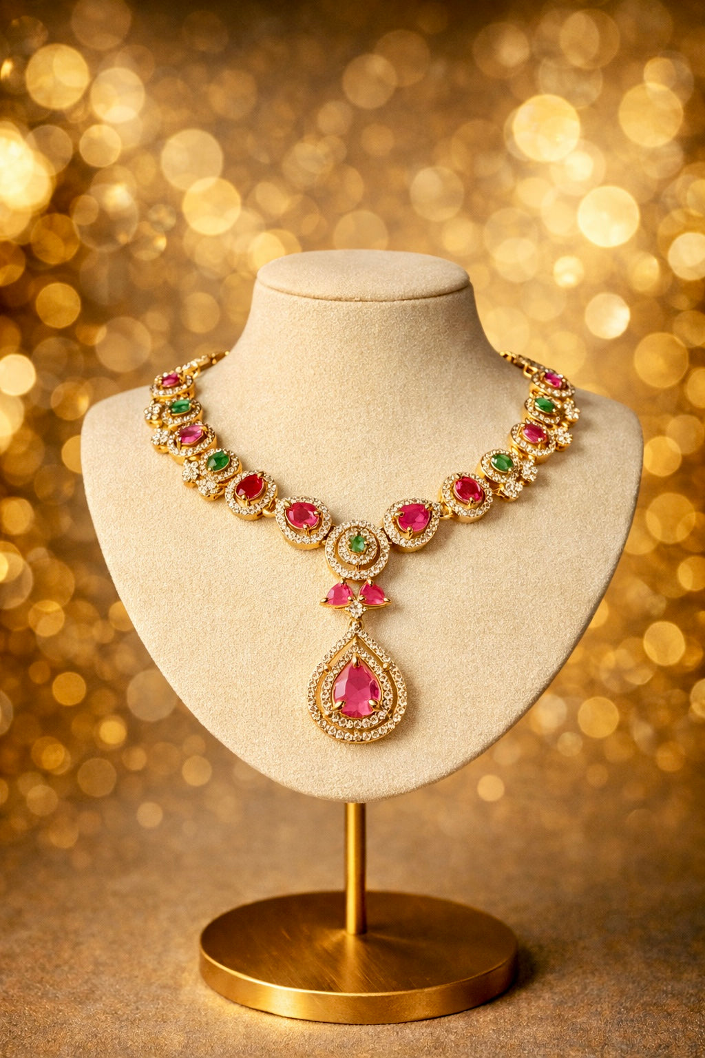 SIMPLE ROYAL PINK DROP AD NECKLACE
