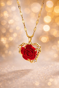 STAINLESS STEEL ROSE HEART NECKLACE