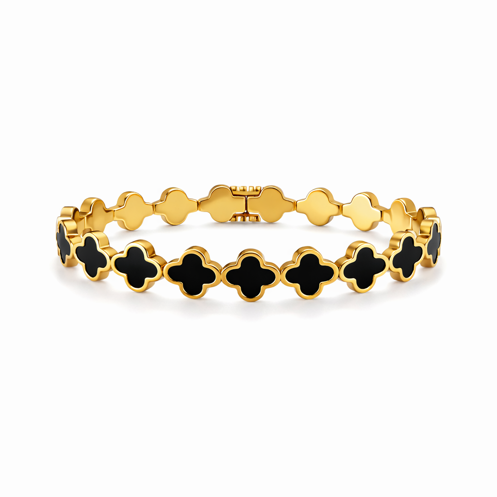 NOIR CLOVER OPEN BRACELET