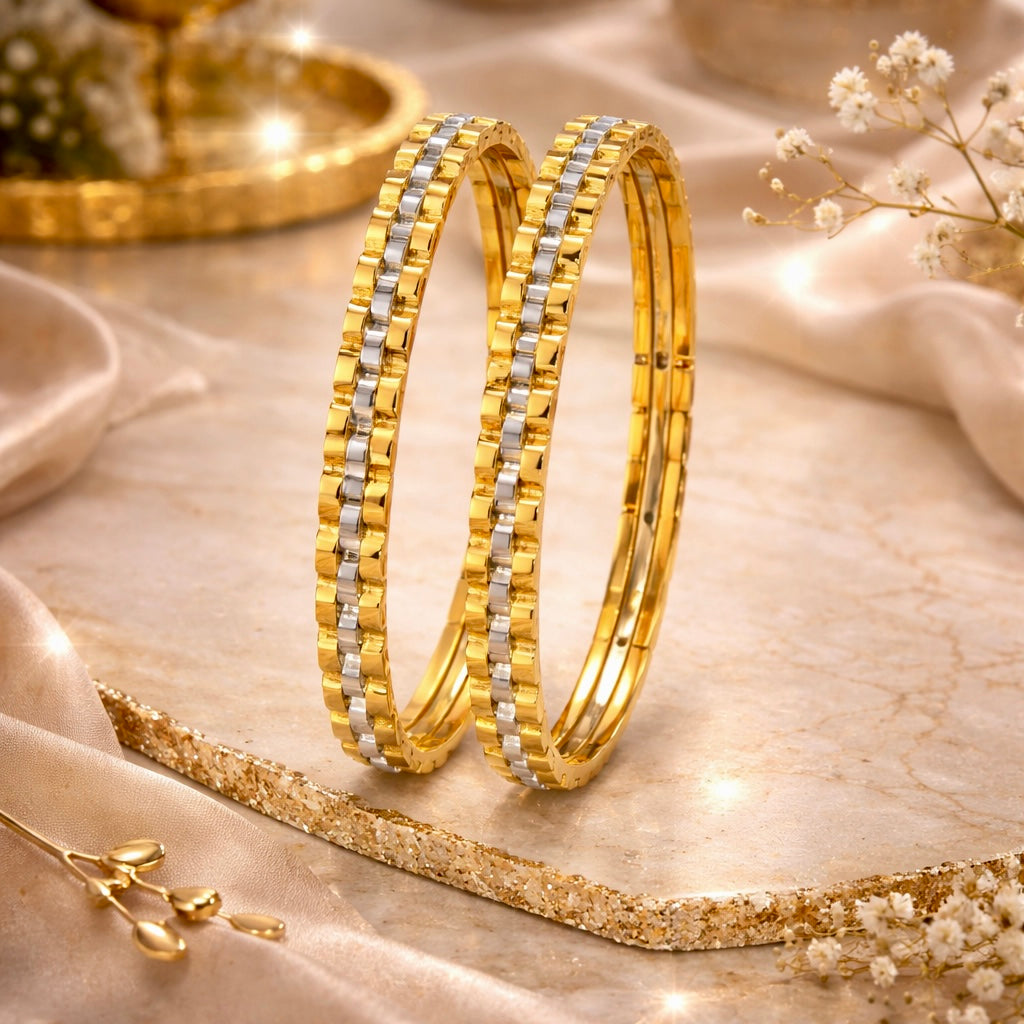 1 PIECE TWO TONE LINK BANGLE BRACELET