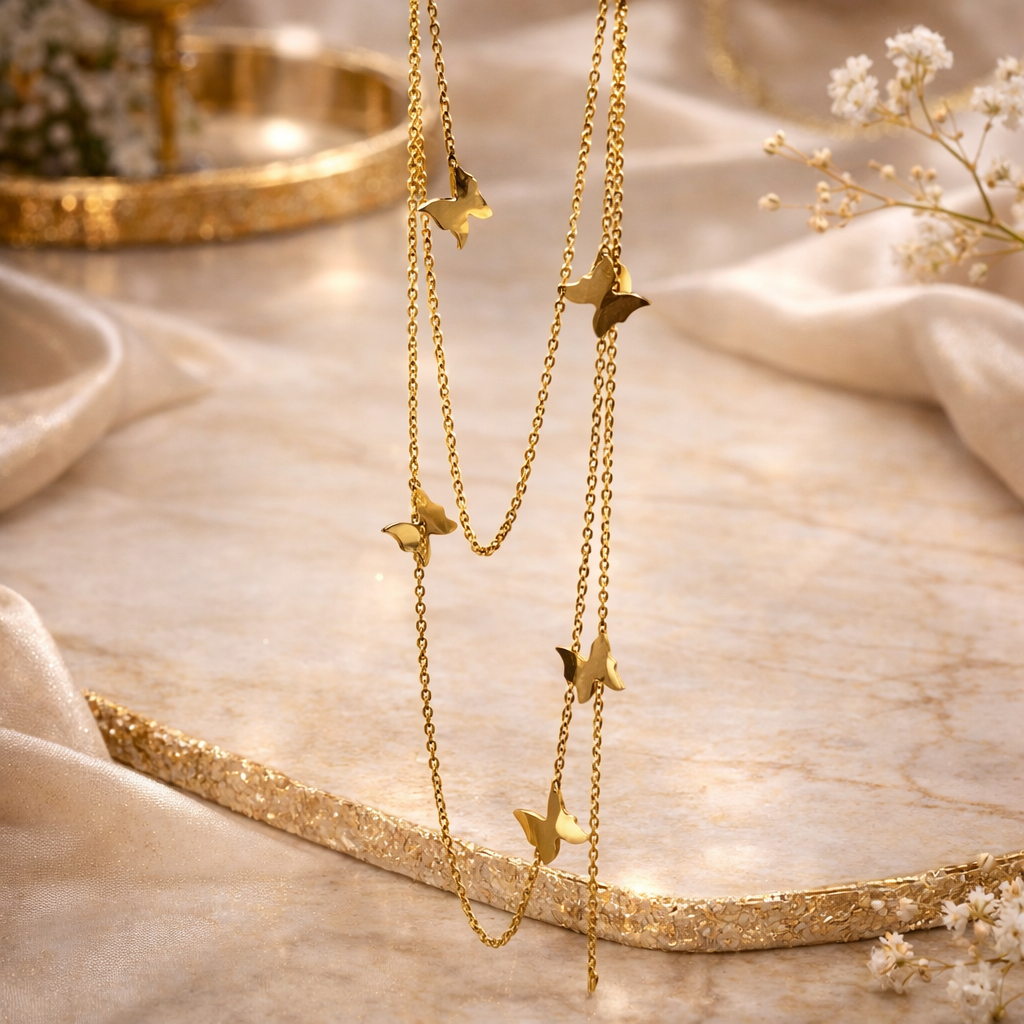 GOLDEN BUTTERFLY LONG NECKLACE