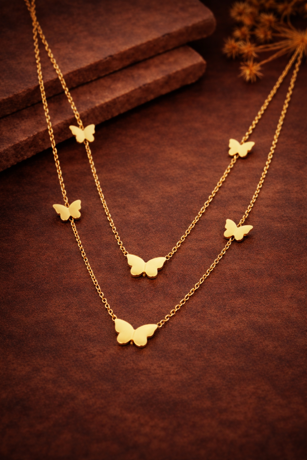 GOLDEN BUTTERFLY LONG NECKLACE