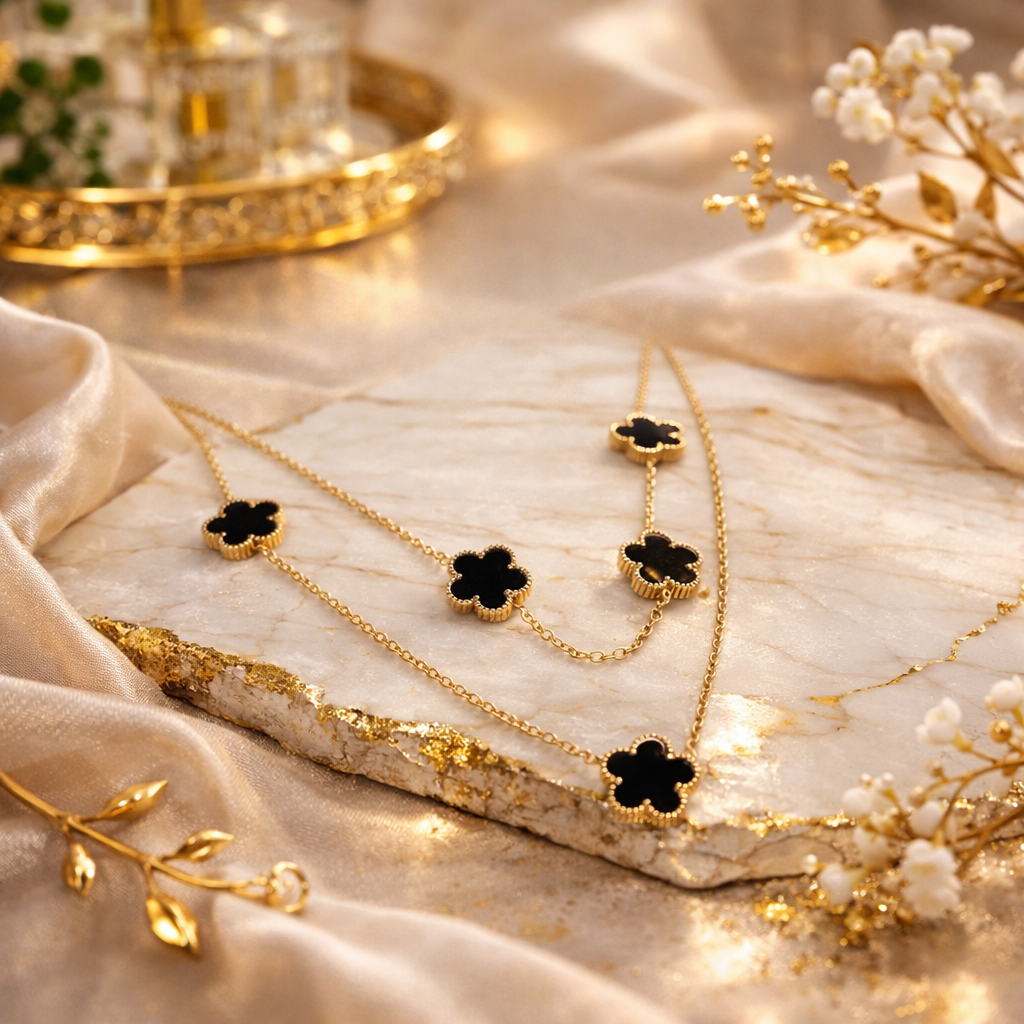 MIDNIGHT FLORAL DOUBLE LAYERED NECKLACE