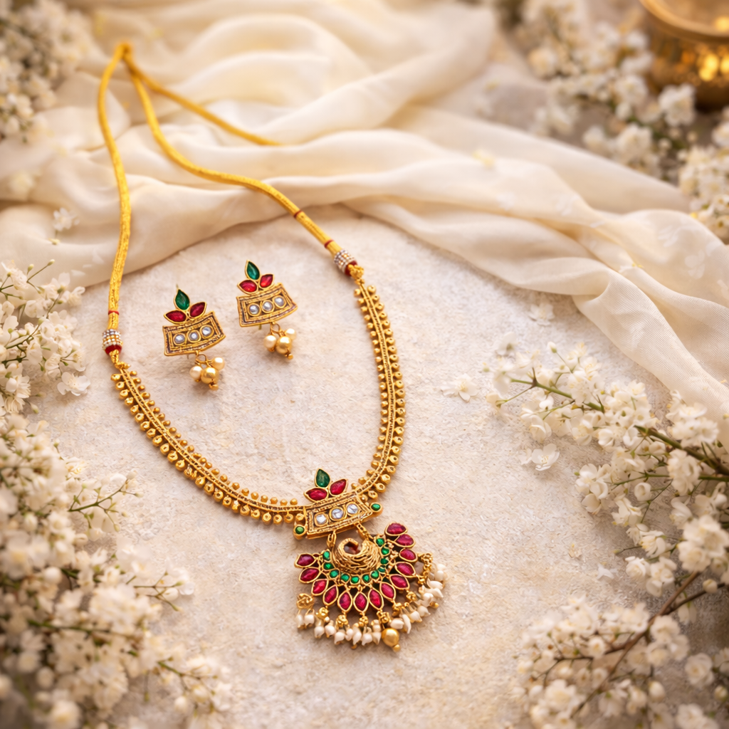 TRADITIONAL PEACOCK NECKLACE SET