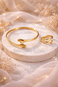 1 PC ADJUSTABLE PALM DESIGN HUG BRACELET-RING SET