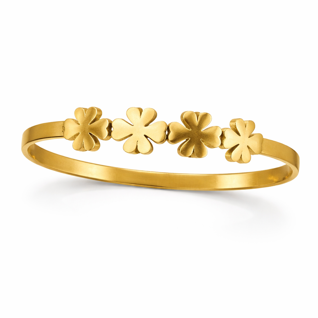 SIMPLE FLORAL OPEN BANGLE BRACELET
