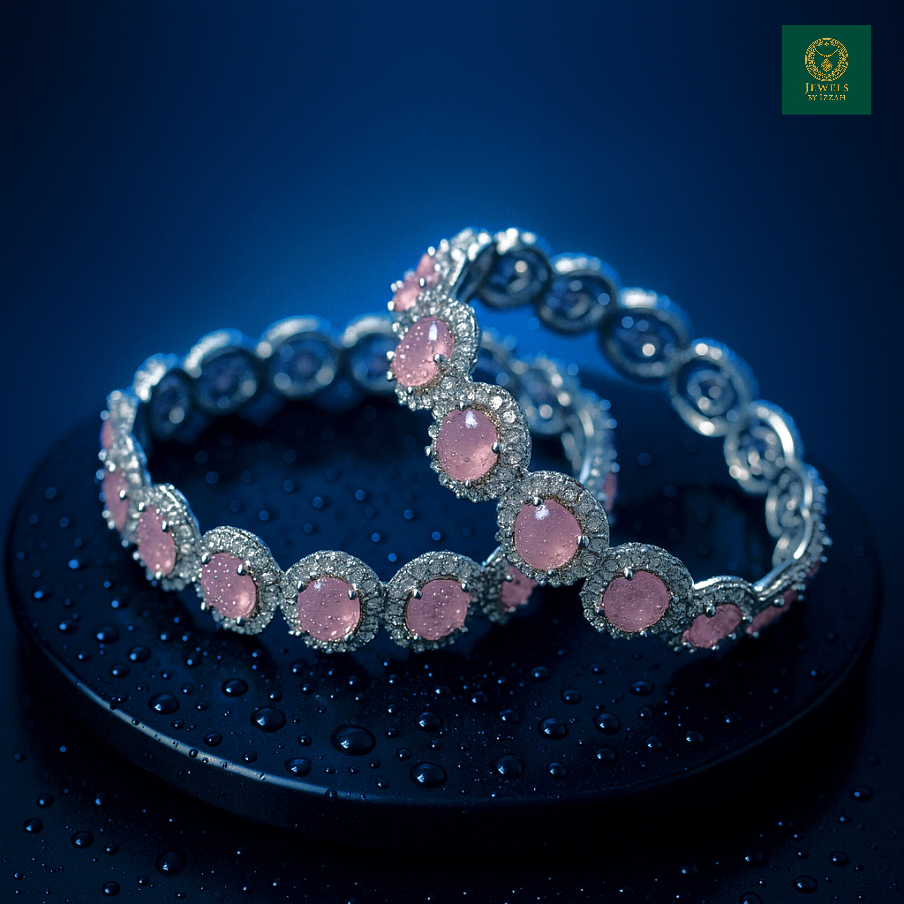 2 PIECE CZ CLASSIC BANGLE WITH RHODIUM PLATING SIZE 2.2