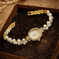 NEW LUXURY PEARL & CRYSTAL ENCRUSTED ELEGANT VINTAGE WATERPROOF WOMEN'S WATCH
