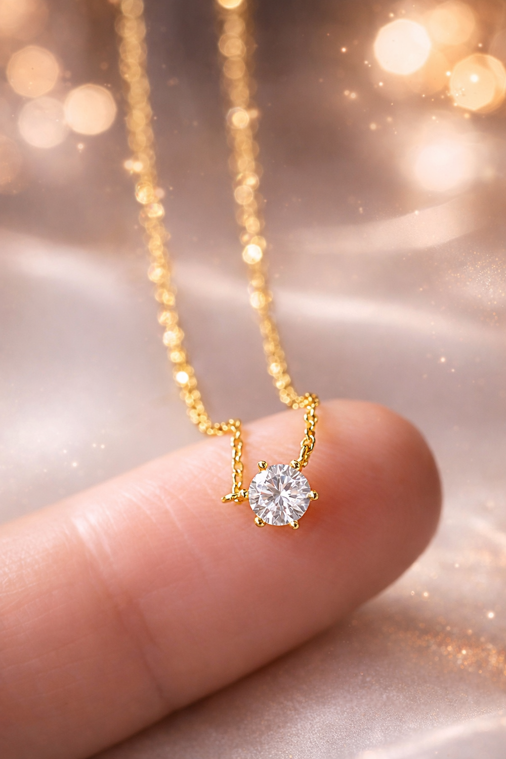 GOLDEN AURA SOLITAIRE NECKLACE