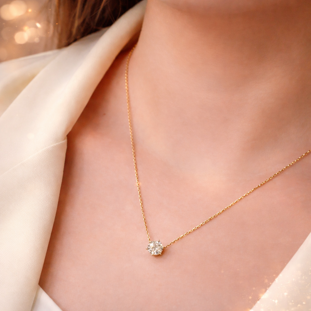 GOLDEN AURA SOLITAIRE NECKLACE