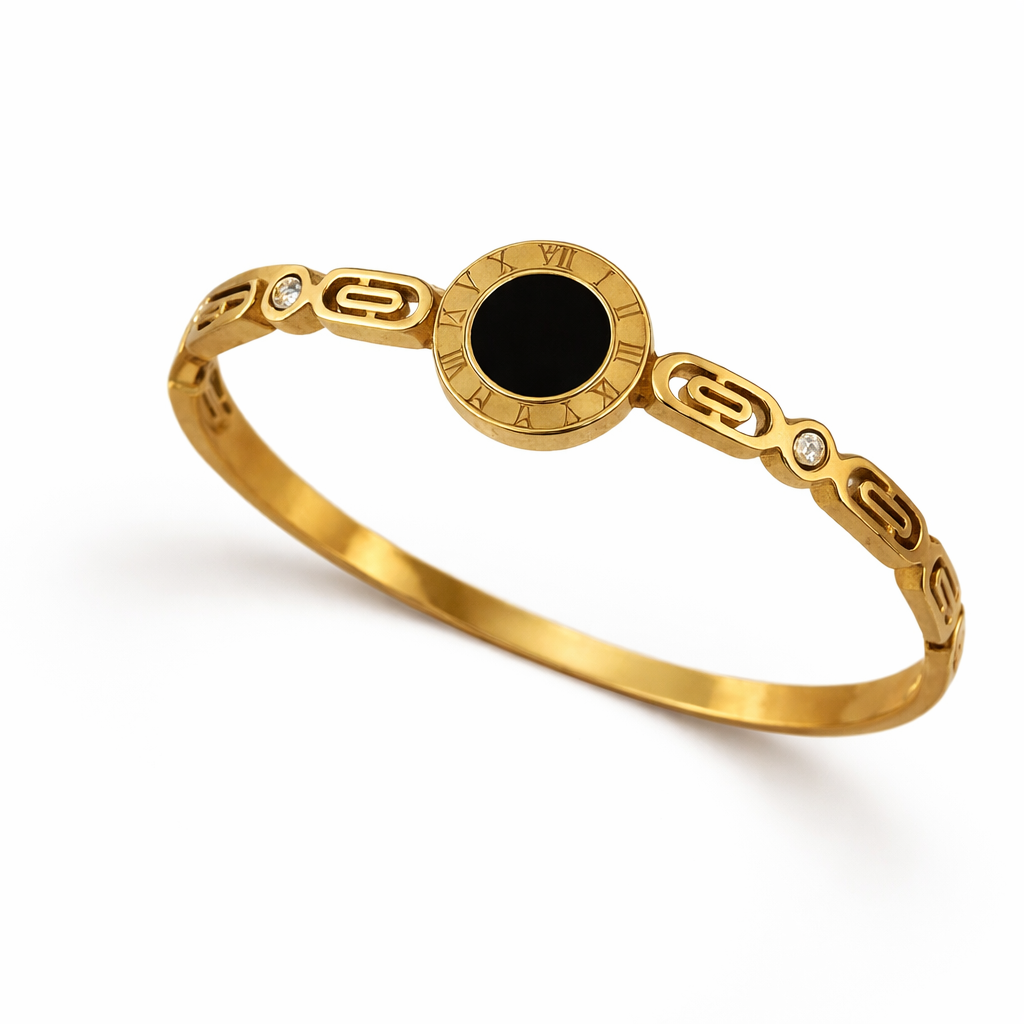 ROMAN NOIR LUXE OPEN BANGLE BRACELET