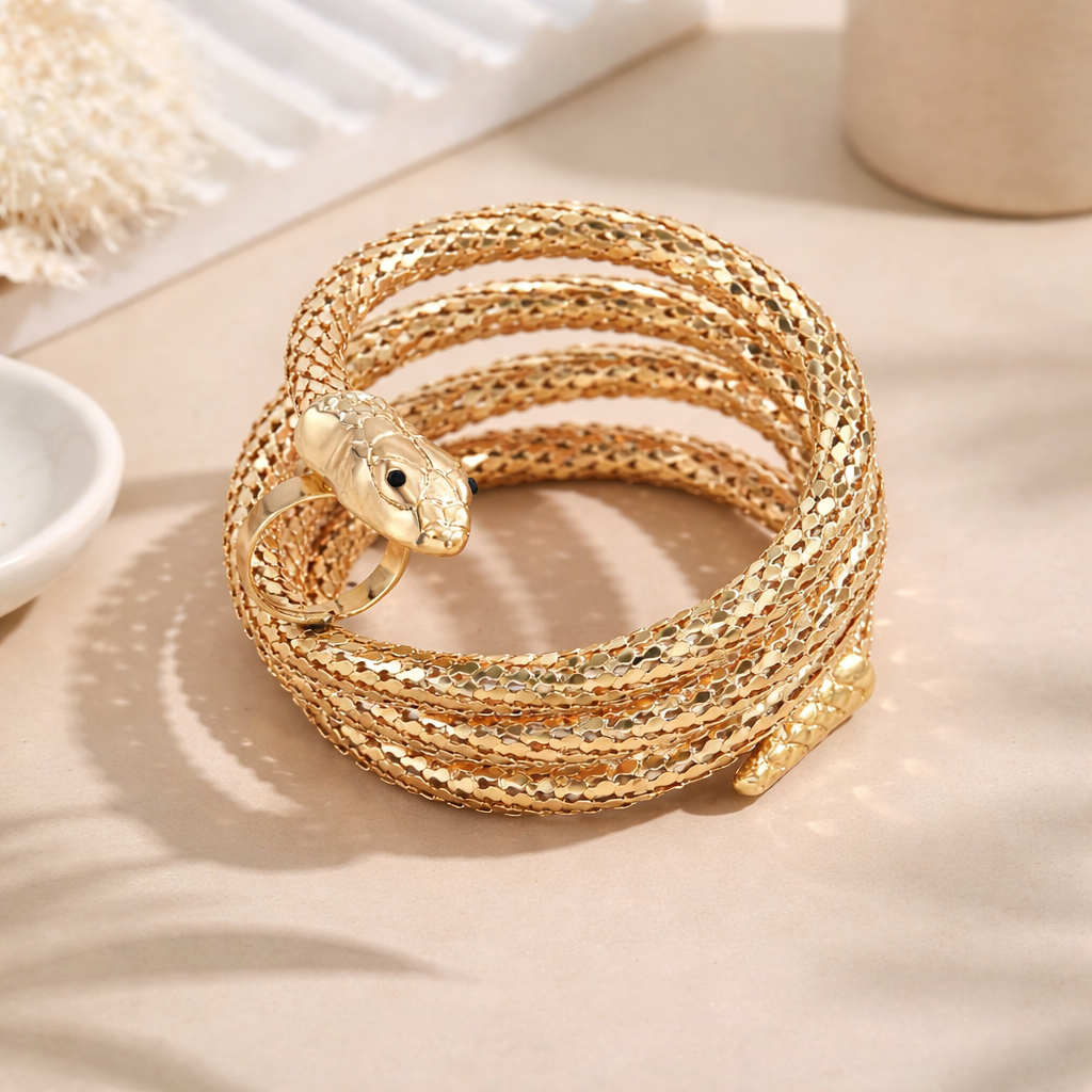 METALLIC SNAKE WRAP AROUND FINGER BRACELET