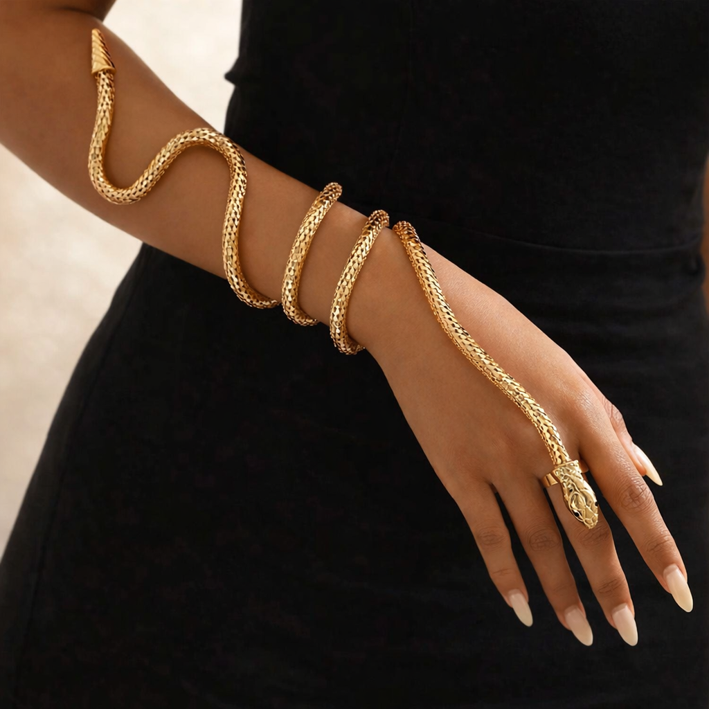 METALLIC SNAKE WRAP AROUND FINGER BRACELET