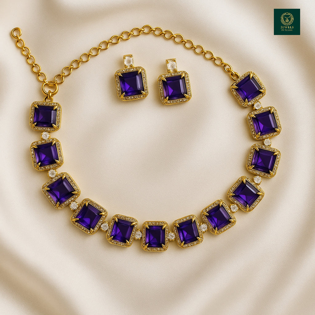 VICTORIAN JEWELRY SET IN PURPLE