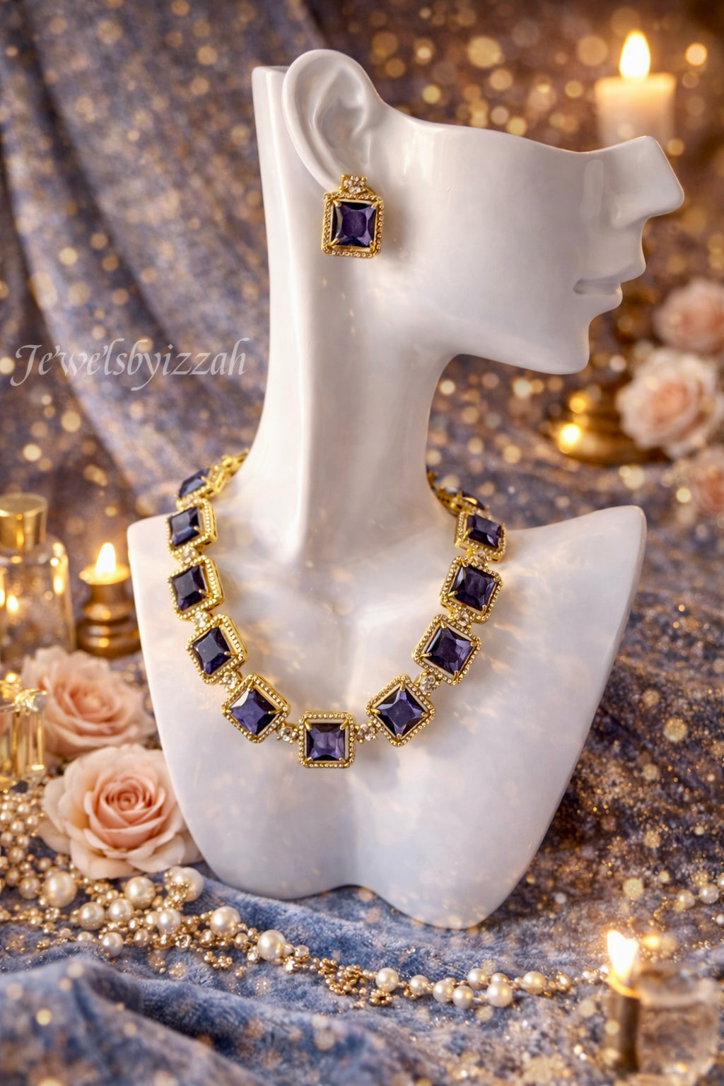 VICTORIAN JEWELRY SET IN PURPLE