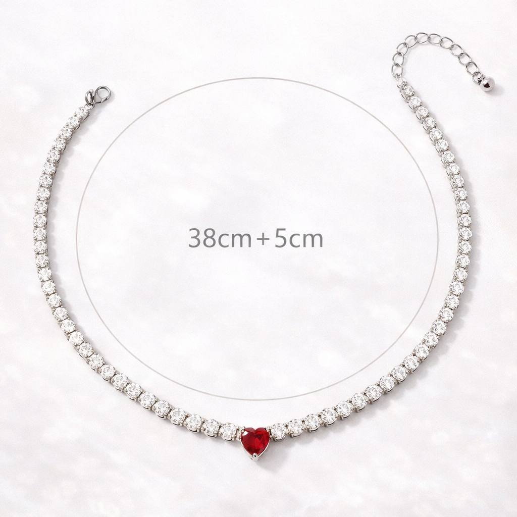 MINIMALIST COPPER CLAW CHAIN HEART SHAPED ZIRCONIA NECKLACE