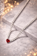 MINIMALIST COPPER CLAW CHAIN HEART SHAPED ZIRCONIA NECKLACE