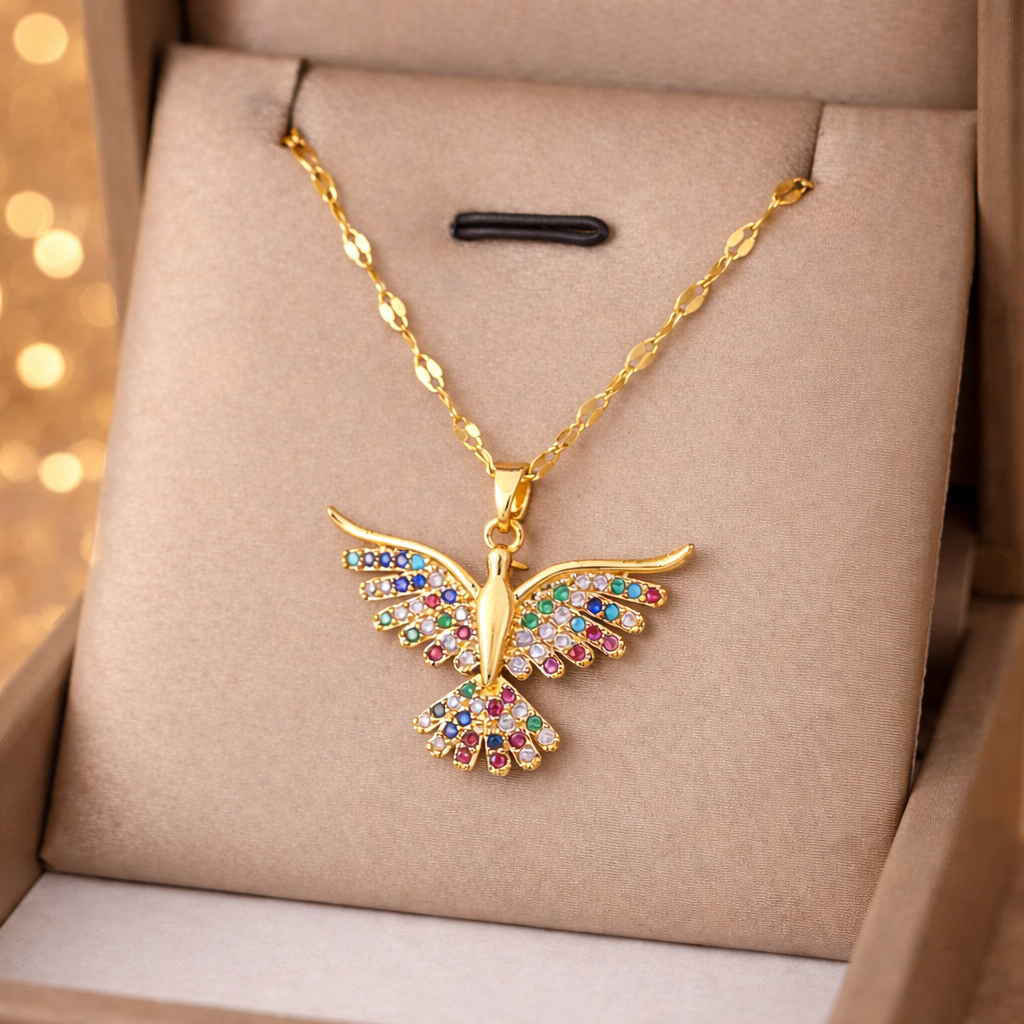 COLORFUL CRYSTAL WING LUXURY NECKLACE