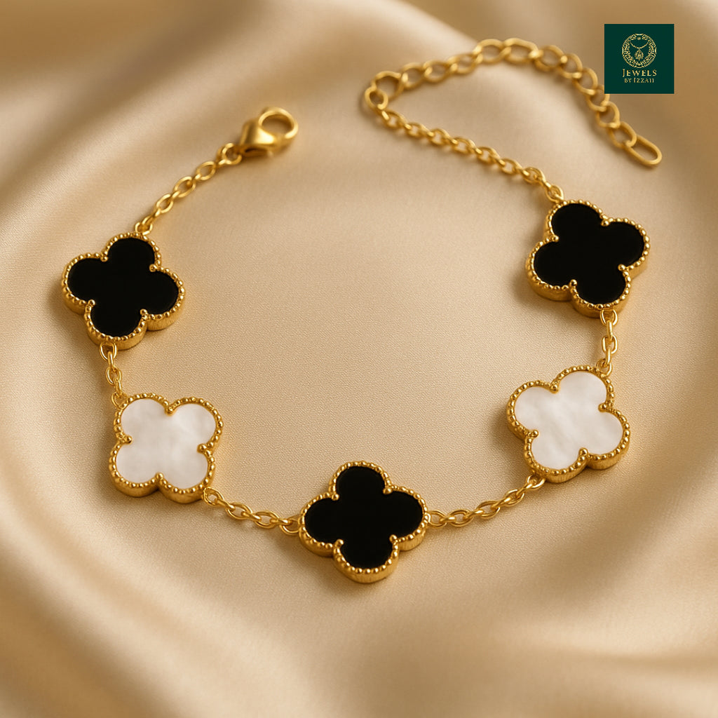 BLACK&WHITE CLOVER BRACELET