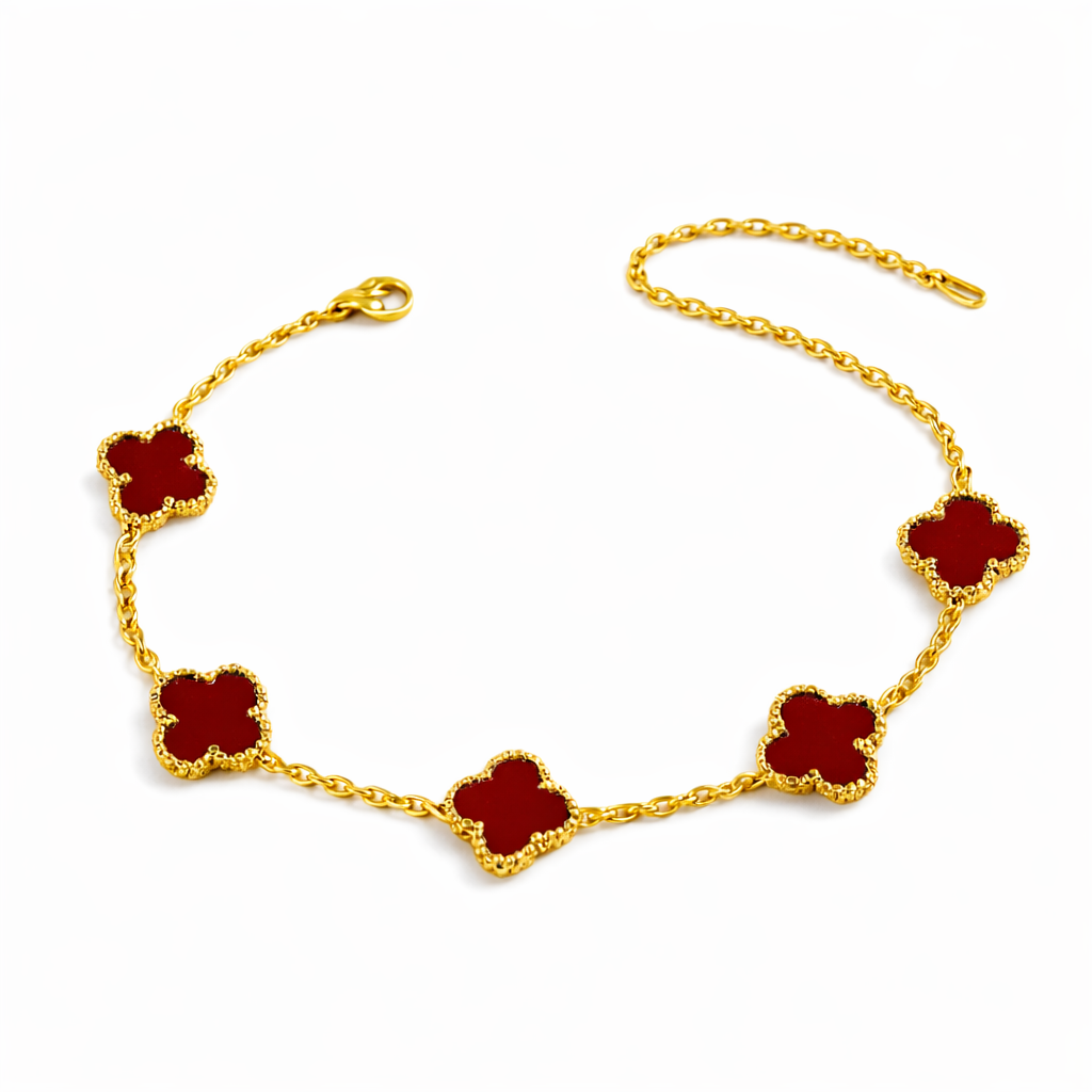 DEEP RED CLOVER BRACELET