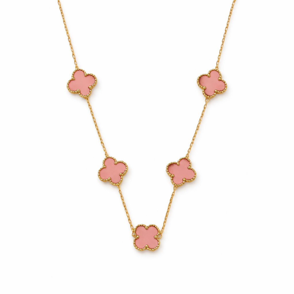 PEACH COLORED SMALLER CLOVER NECKLACE