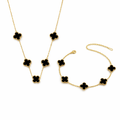 BLACK CLOVER NECKLACE AND BRACELET COMBO-SET