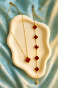 SINGLE CLOVER PENDANT NECKLACE-BRACELET COMBO SET