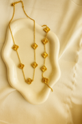 GOLDEN CLOVER NECKLACE-BRACELET COMBO SET