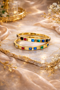 1 PIECE MULTICOLOURED CUBIC ZIRCONIA OPEN BANGLE BRACELET