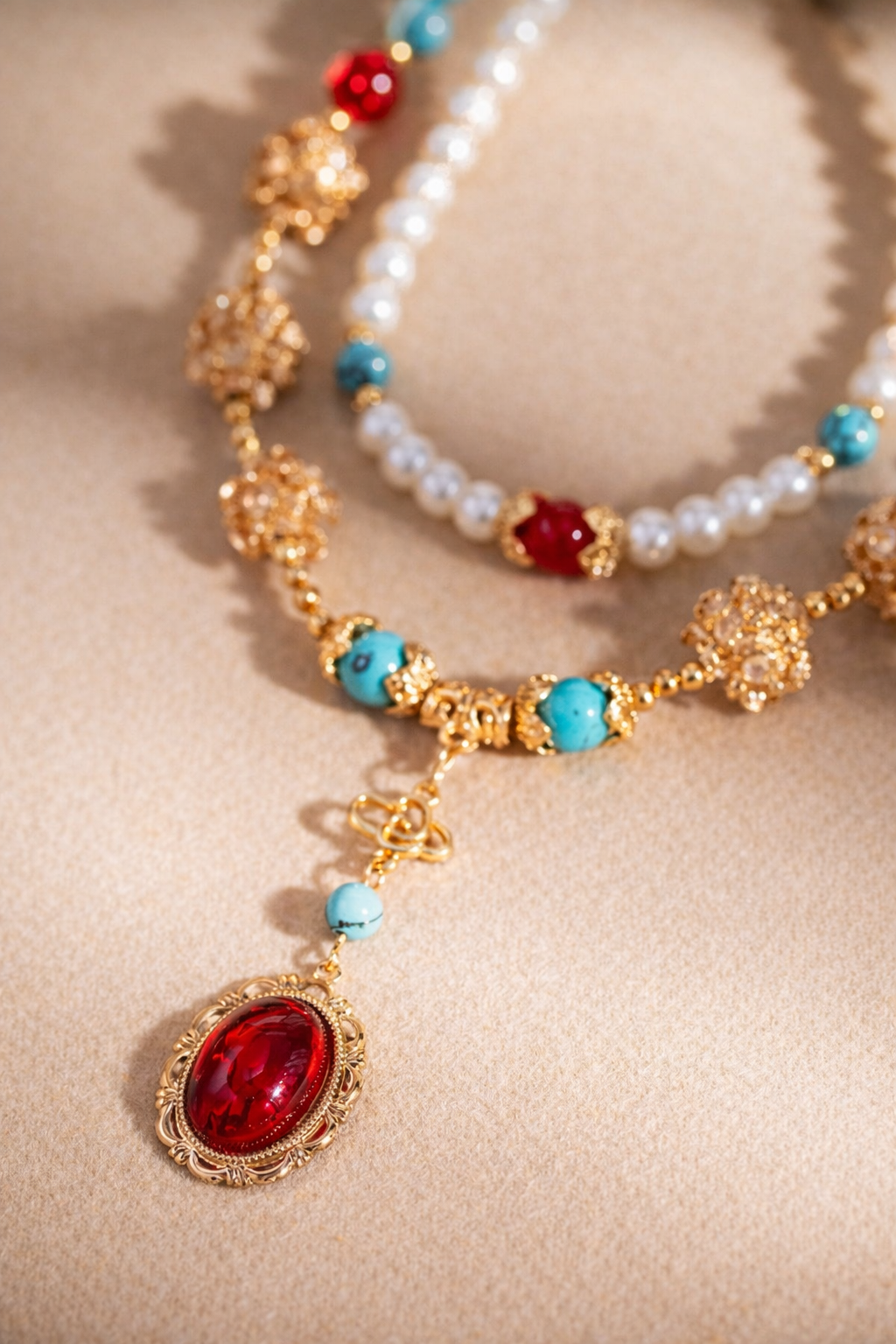 VINTAGE DOUBLE-LAYERED TASSEL NECKLACE