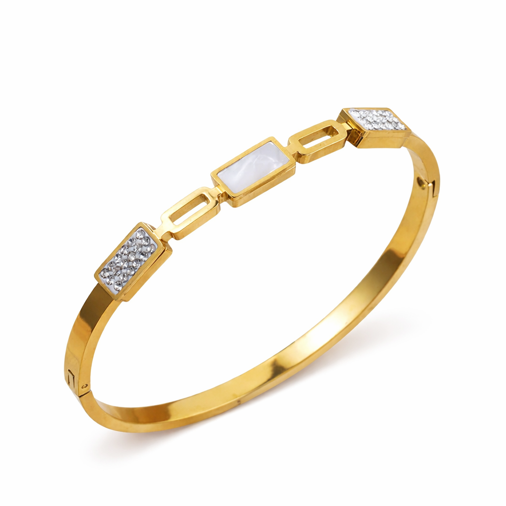 ANTI TARNISH GEOMETRIC OPEN BANGLE BRACELET
