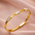 ANTI TARNISH GEOMETRIC OPEN BANGLE BRACELET