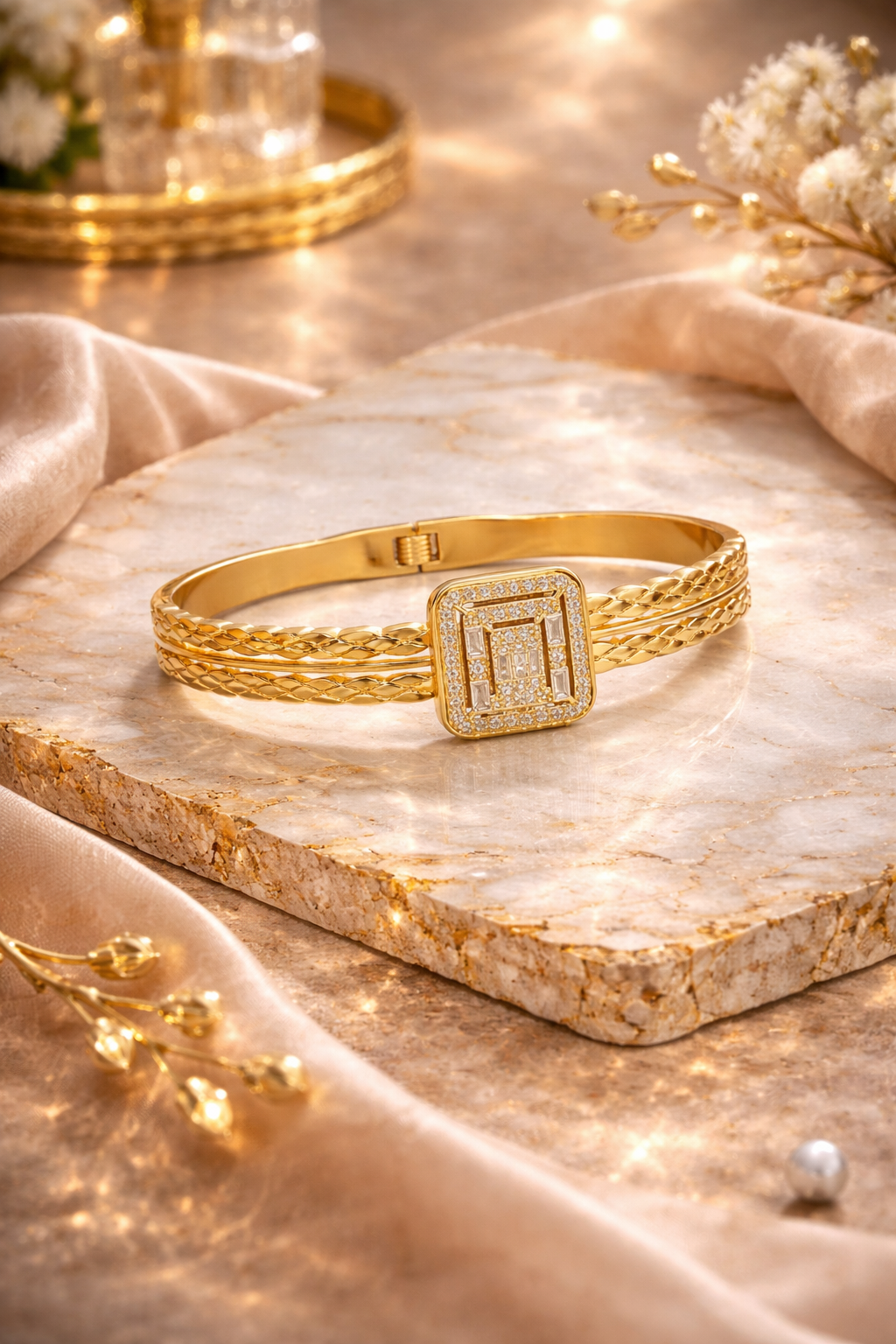 GEOMETRIC STACKABLE OPEN BANGLE BRACELET