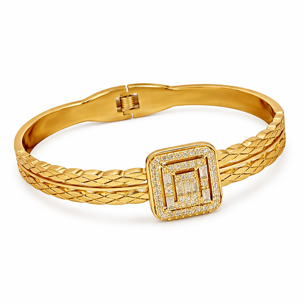 GEOMETRIC STACKABLE OPEN BANGLE BRACELET