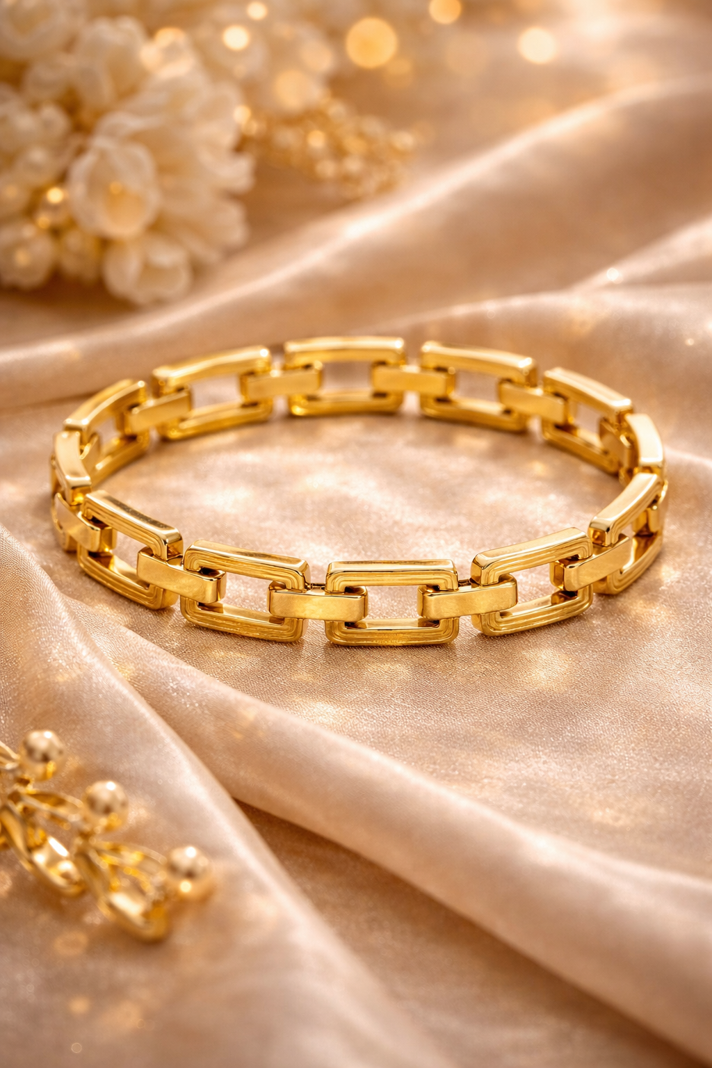 THE LUXE LINK GEOMETRIC OPEN BANGLE BRACELET