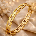 THE LUXE LINK GEOMETRIC OPEN BANGLE BRACELET