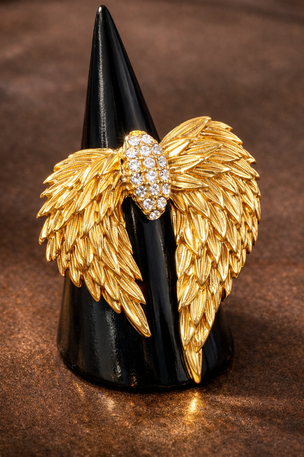 RHINESTONE ENCRUSTED WING RING