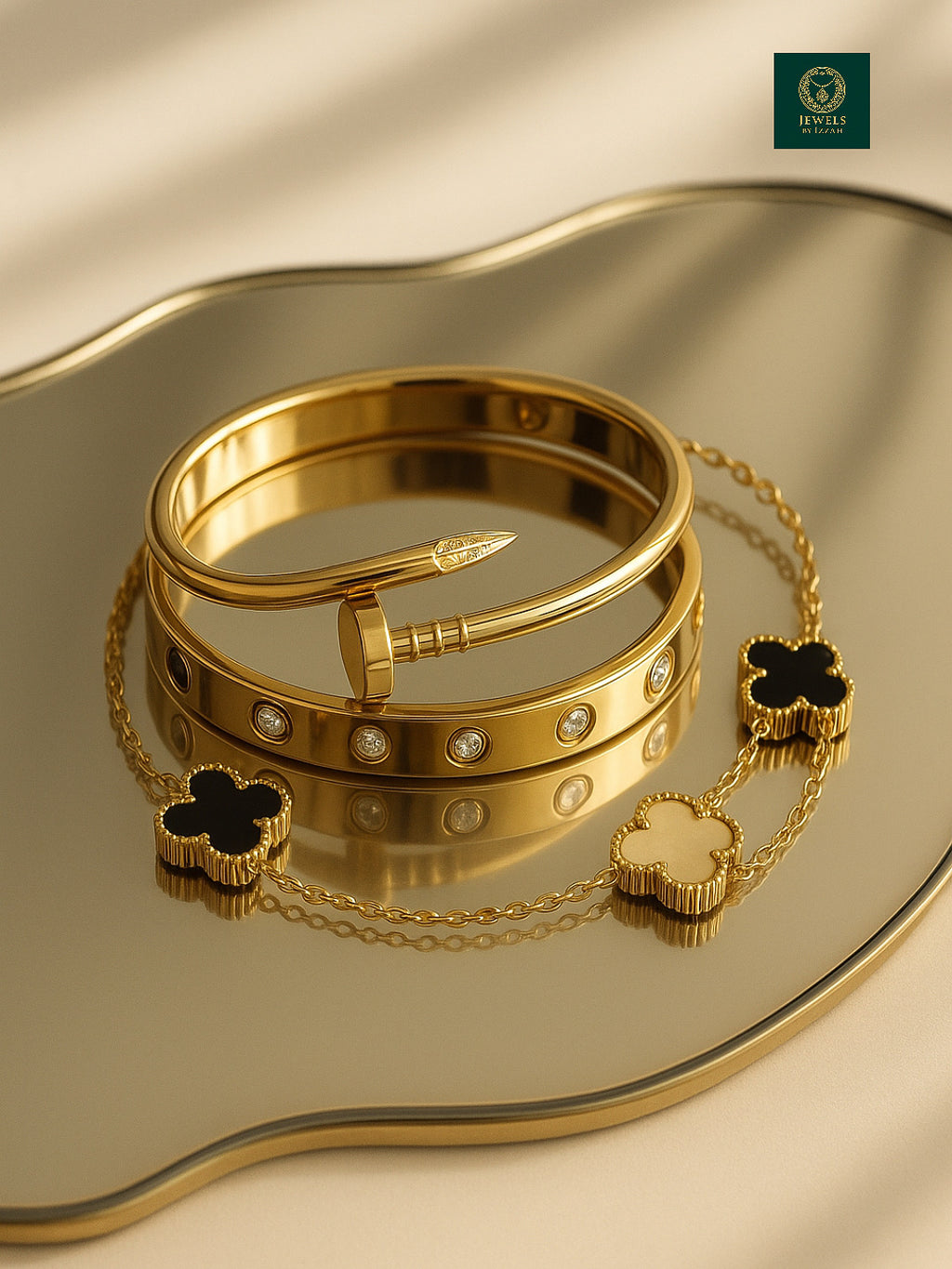 CARTIER-VC INSPIRED COMBO BANGLE BRACELET SET 3 PIECE