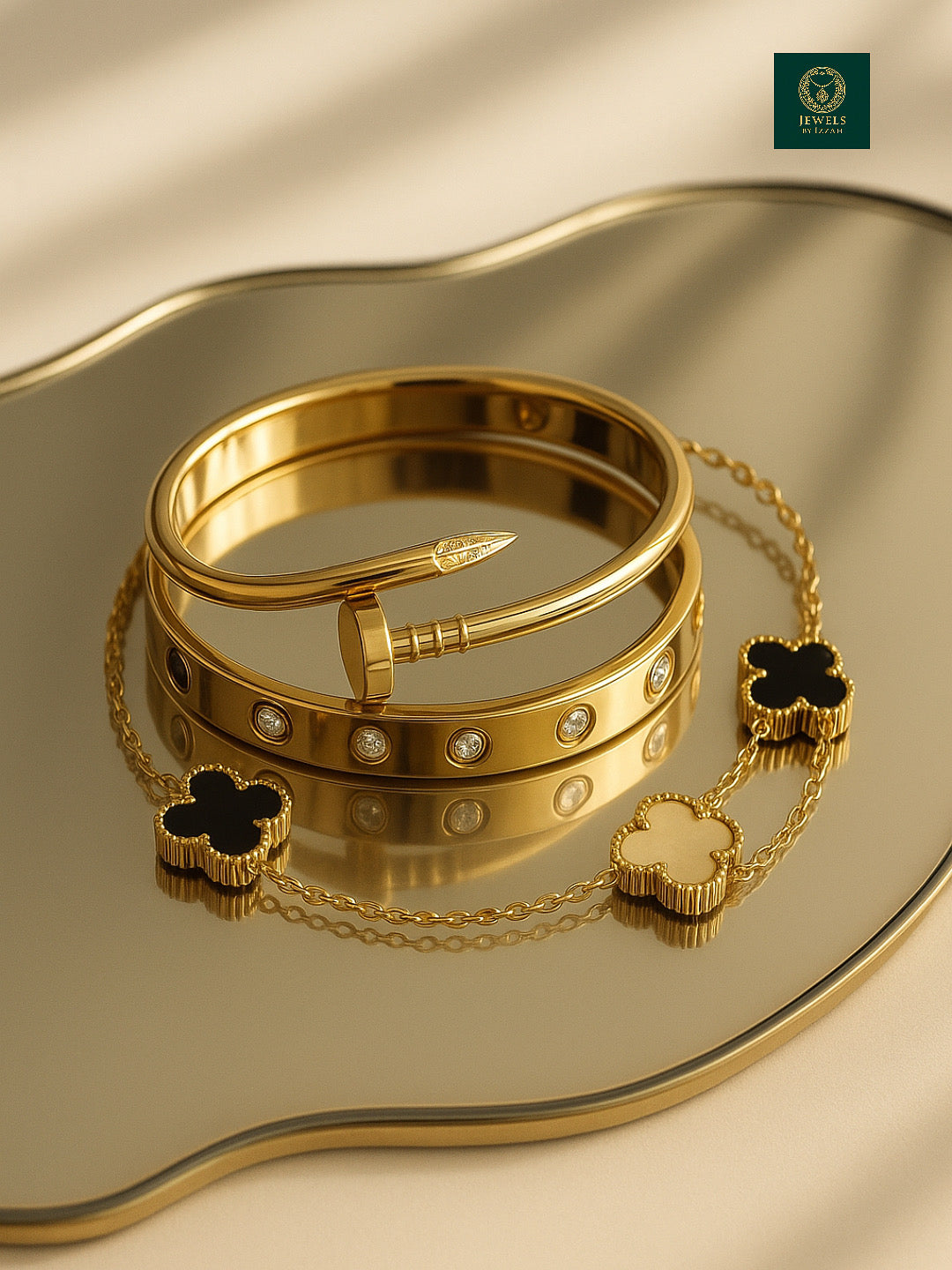 CARTIER-VC INSPIRED COMBO BANGLE BRACELET SET 3 PIECE