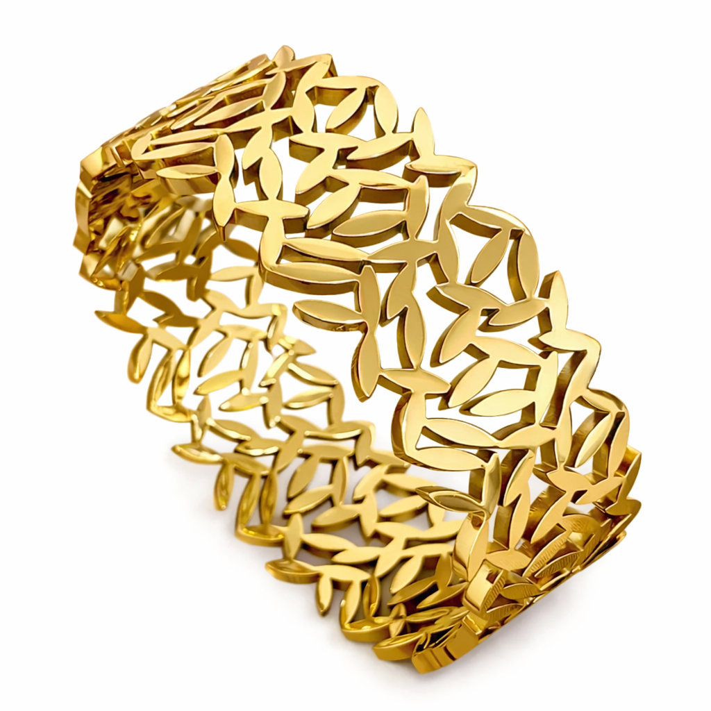 LUXURY ELEGANT LEAF VINE OPENWORK BANGLE BRACELET SET