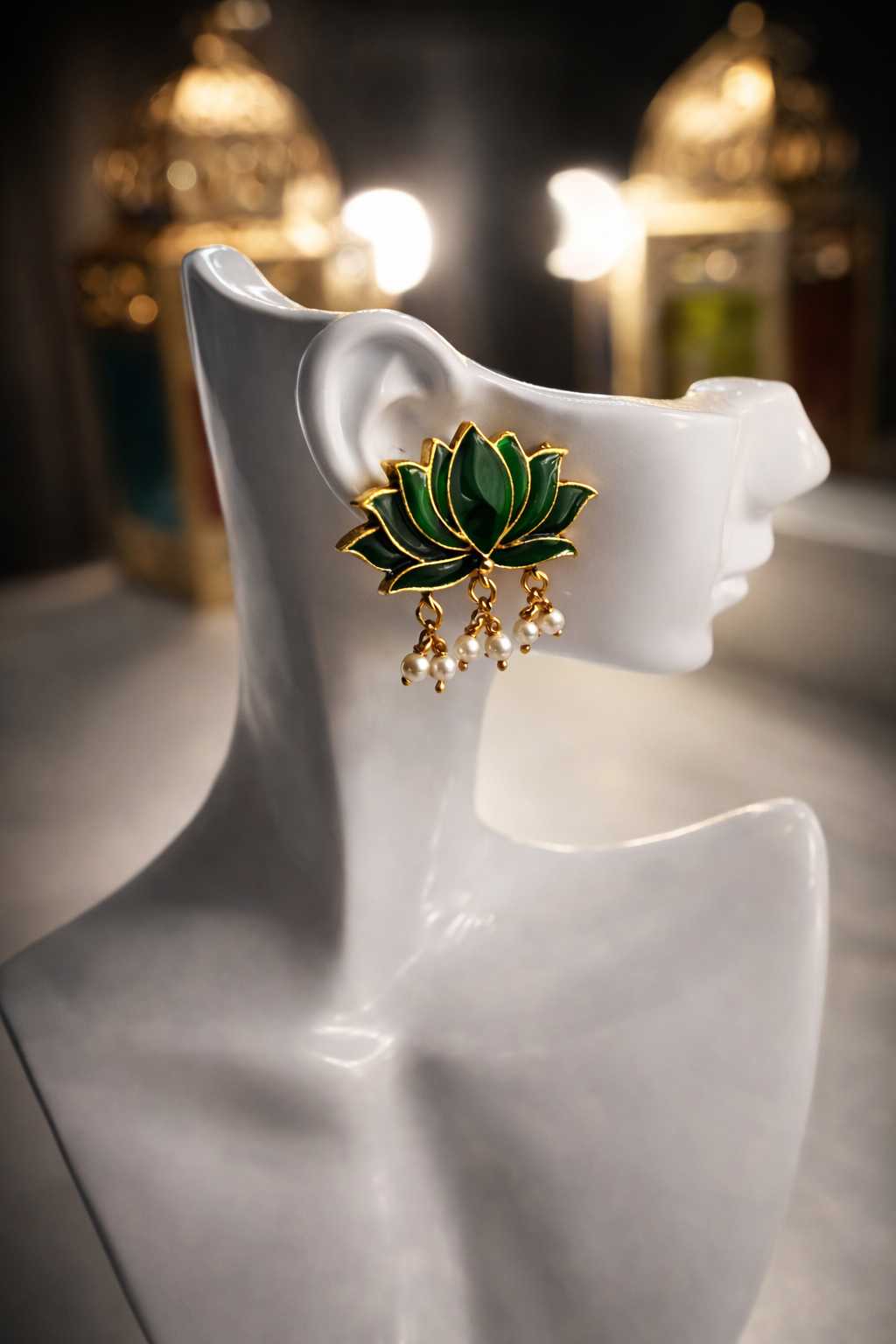 SINGLE LOTOUS CHOKER SET WITH EARRING